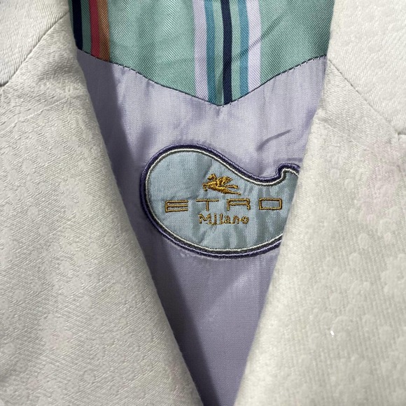 Etro Off-White Cream Beige Brocade Textured Jacket US Size 4 EUC - Picture 2 of 5